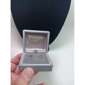 Zales Genuine Round Amethyst Stud Earrings 14k Yellow Gold